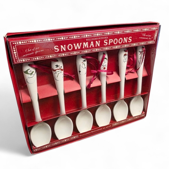 NIB 2006 Williams-Sonoma Snowman Christmas Spoons/Ornament Set - Picture 1 of 7